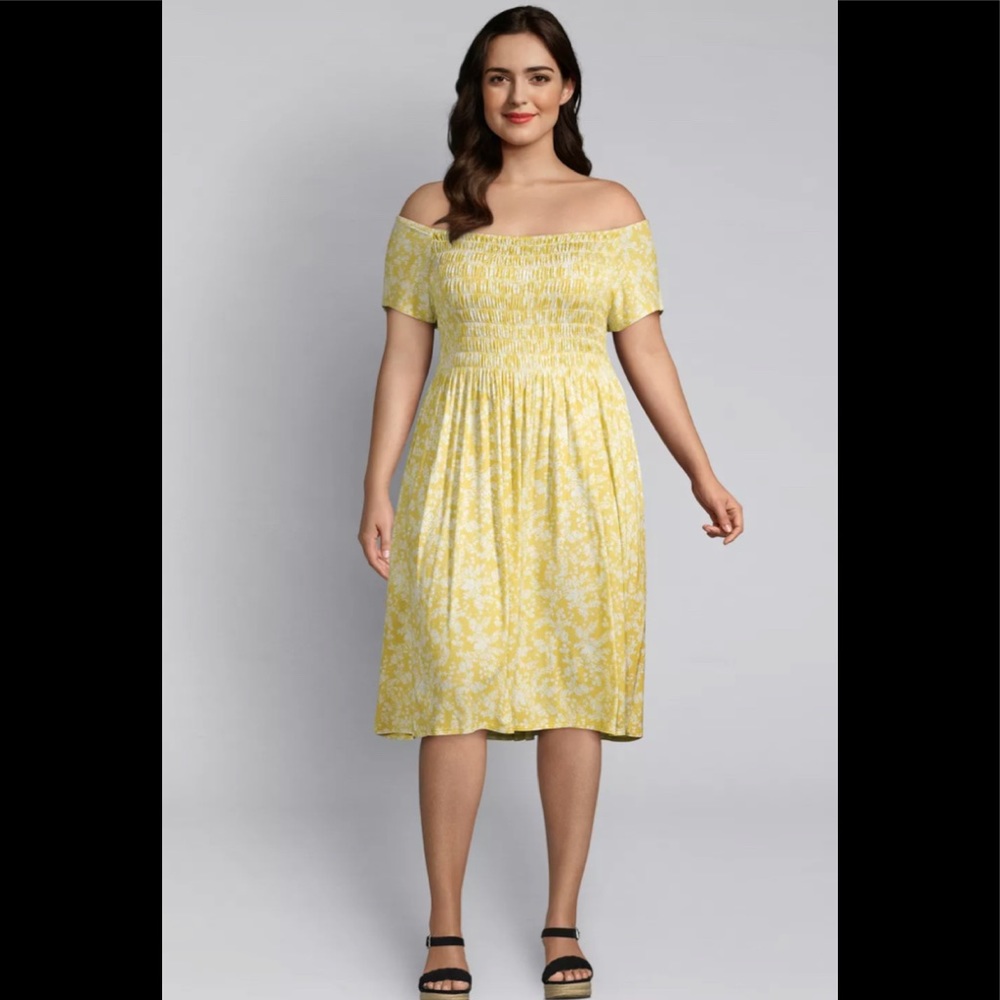 Lane Bryant Floral Shirred Swing Dress